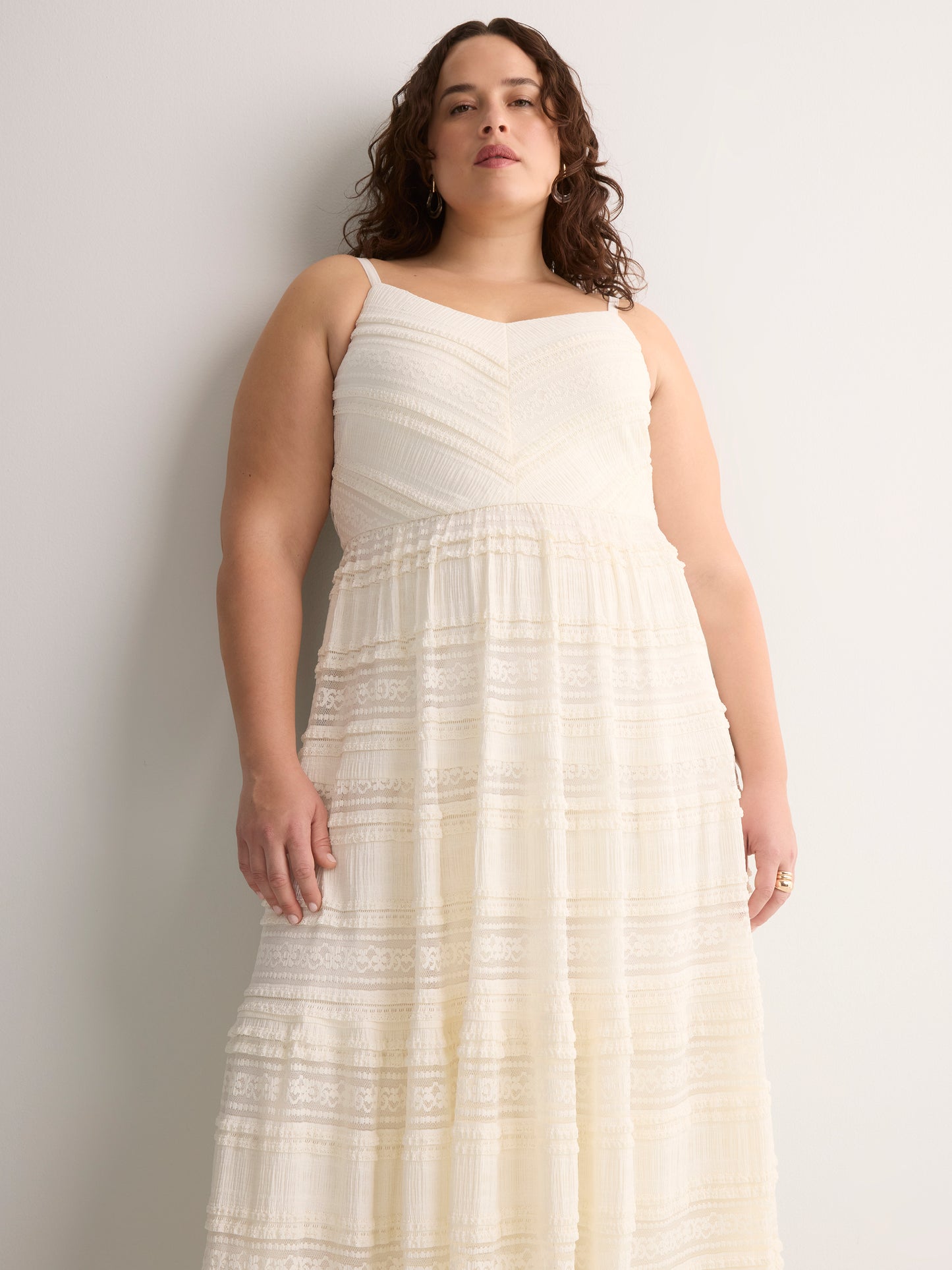 Sleeveless V-Neck Lace Maxi Dress - Addition Elle
