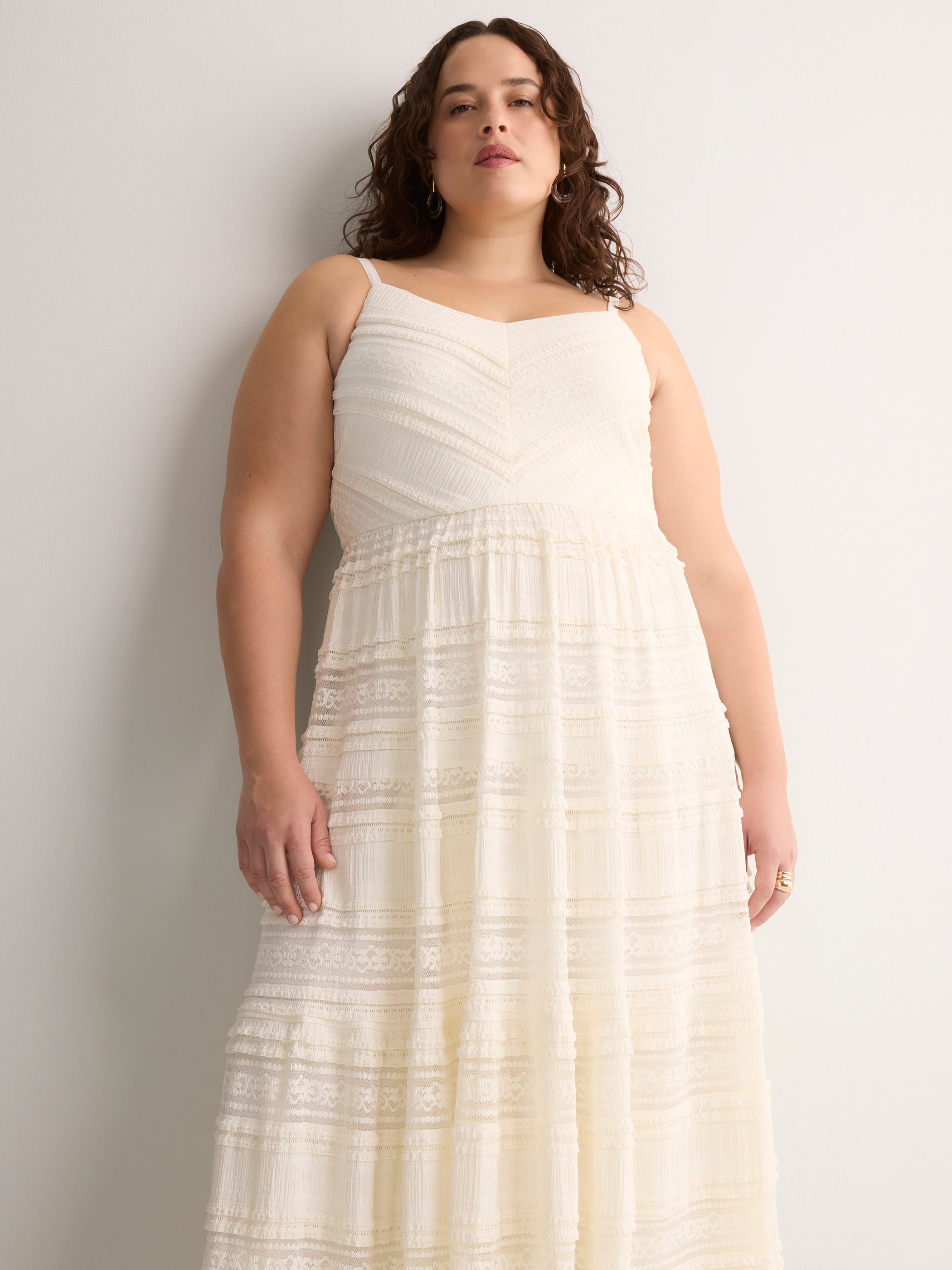 Sleeveless V-Neck Lace Maxi Dress - Addition Elle
