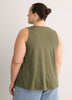 Responsible, Gray Leaf-Print Sleeveless V-Neck Swing Top