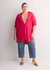 Loose-Fit Short-Sleeve Crinkle Buttoned-Down Tunic