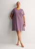Plum Cotton Short-Sleeve Sleepshirt with Cat Chest Pocket - tiVOGLIO