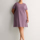 Plum Cotton Short-Sleeve Sleepshirt with Cat Chest Pocket - tiVOGLIO