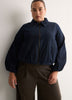 Dark Zip Bubble Denim Jacket