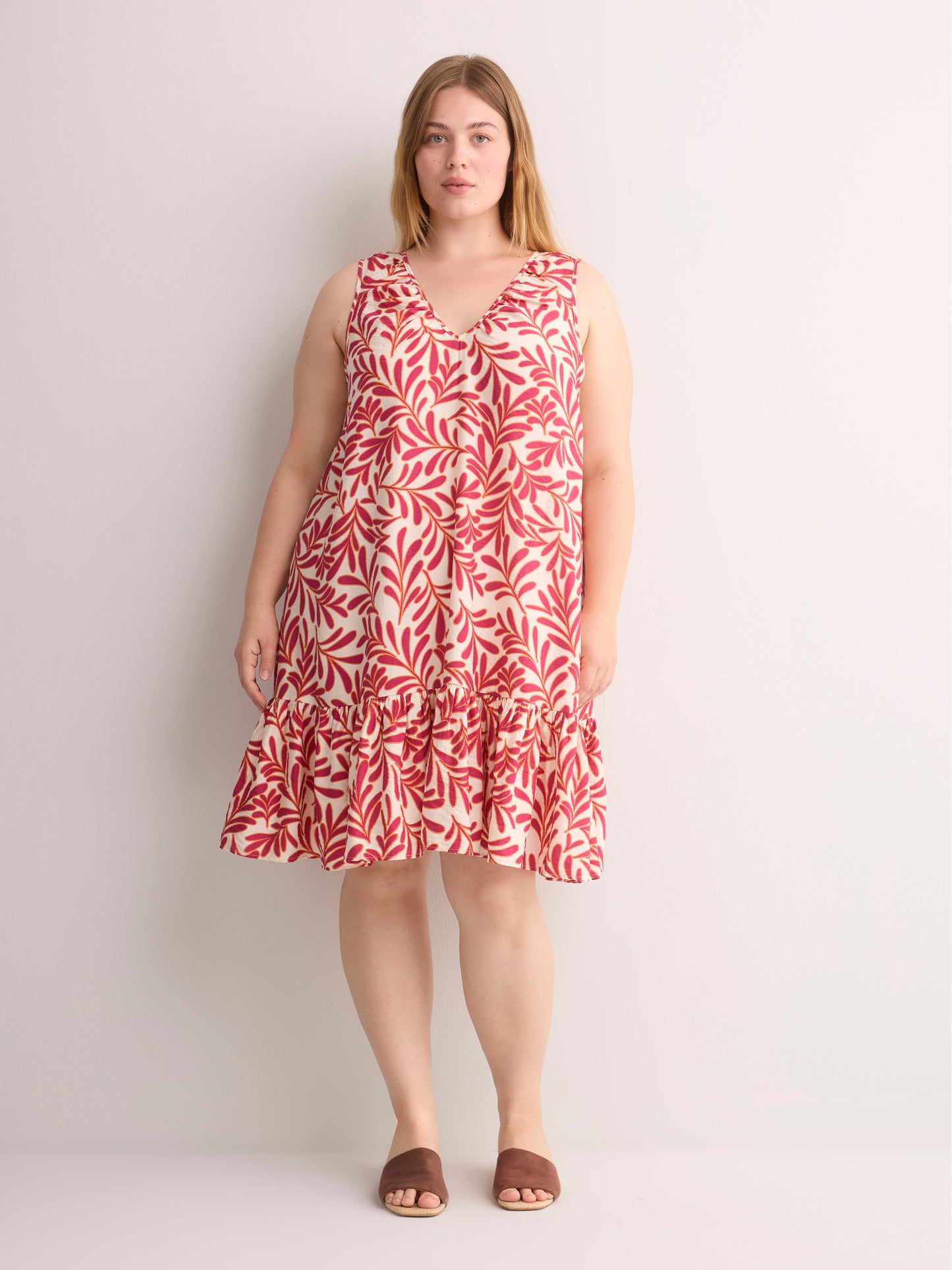 Sleeveless V-Neck Pull-On Swing Dress