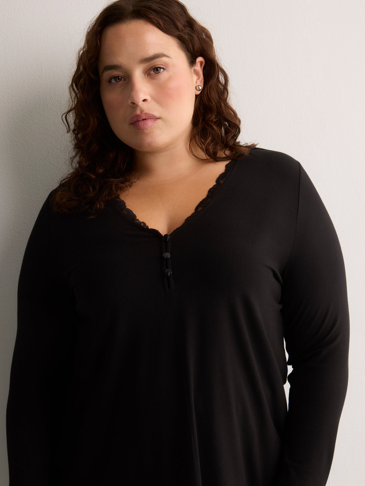 Responsible, Slight Swing Henley Rib Knit Top