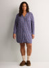 Short Blue Plaid Buttoned-Down Sleepshirt - tiVOGLIO