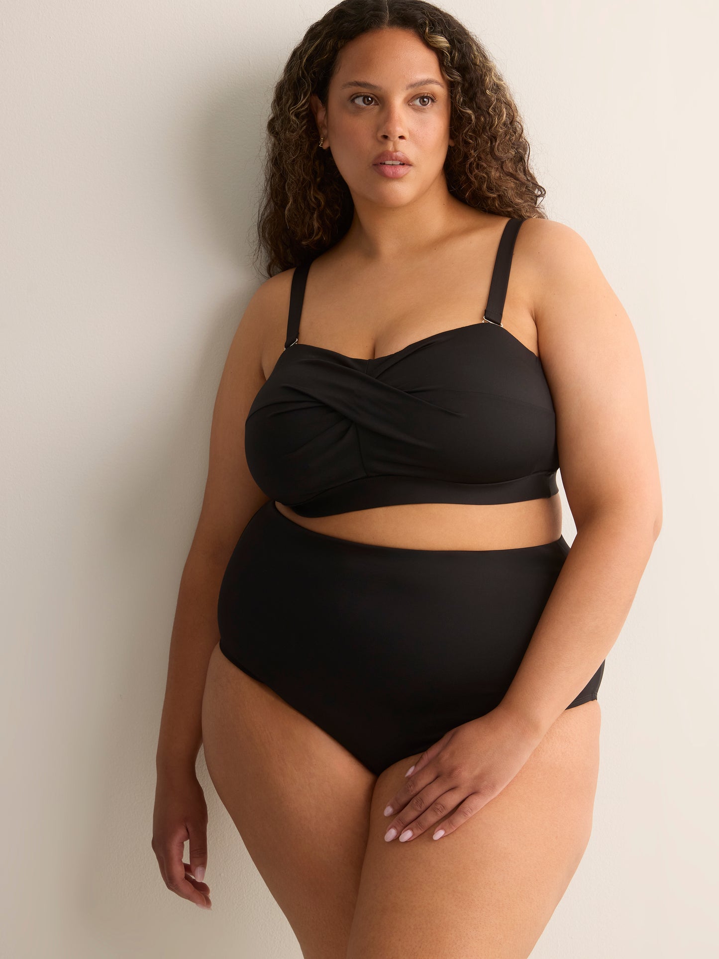 Black High-Waist Basic Swim Brief