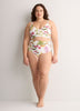 White Floral High-Waist Swim Brief