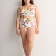 White Floral High-Waist Swim Brief
