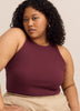 Fitted Halter-Neck Rib Knit Tank Top