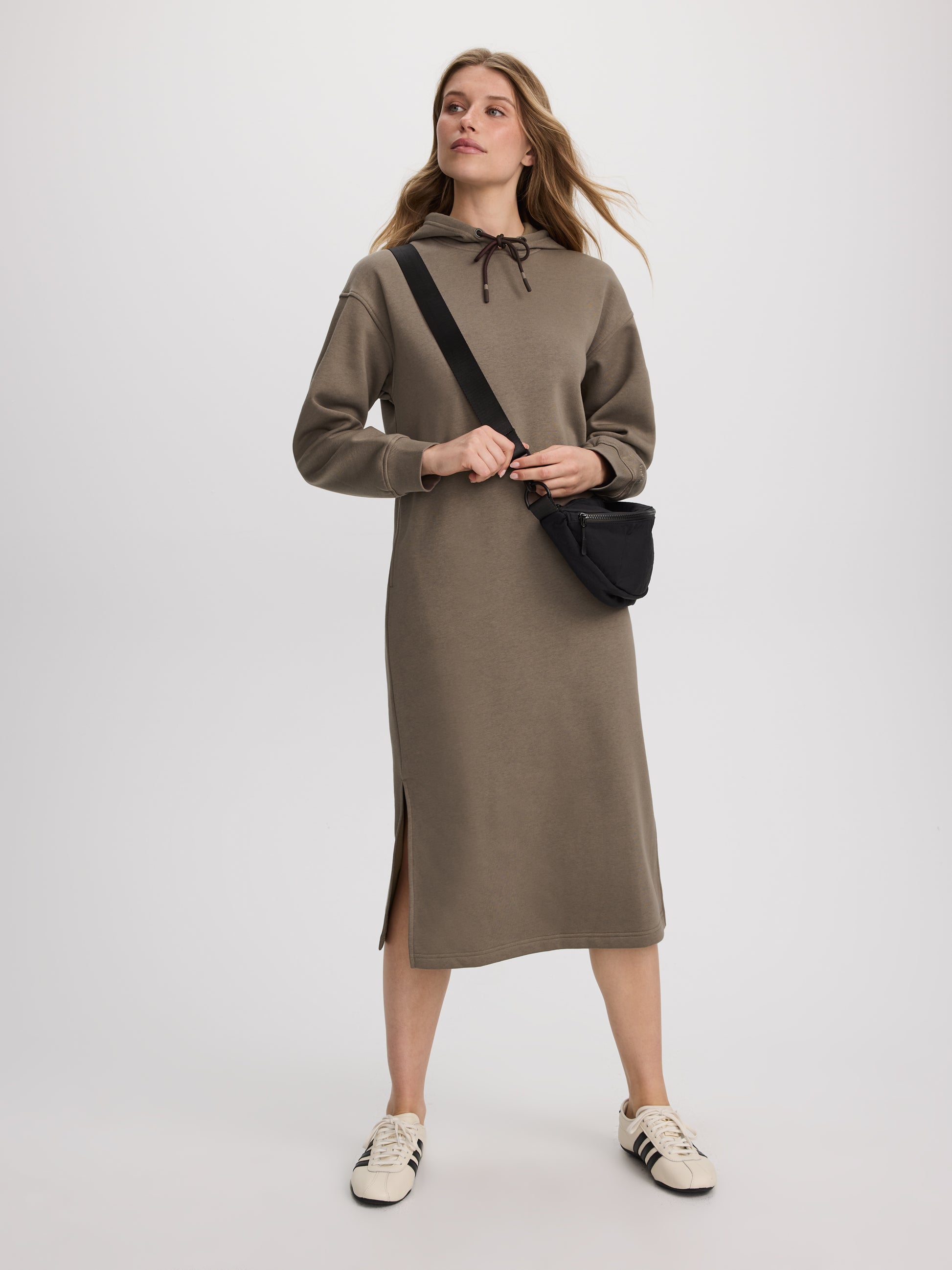 French Terry Hooded Midi Dress - Hyba