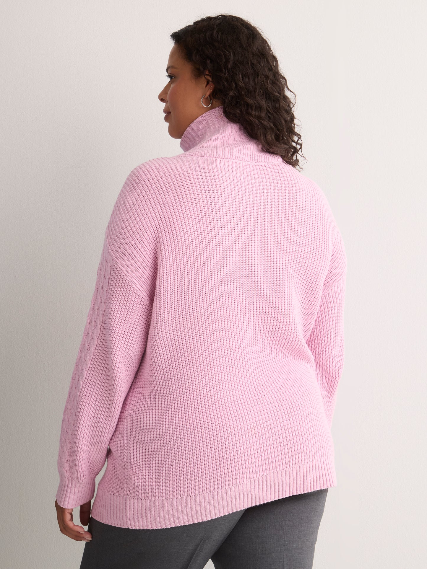 Loose Half-Placket Cable Knit Sweater