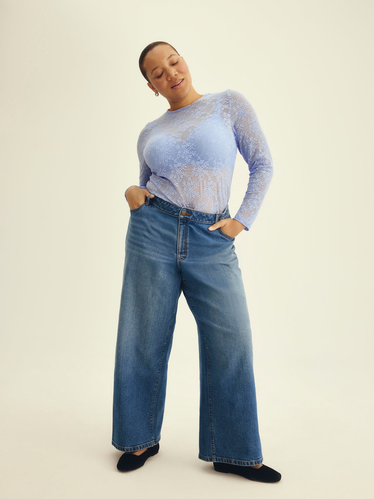Low Rise Baggy Wide Leg Denim - Addition Elle