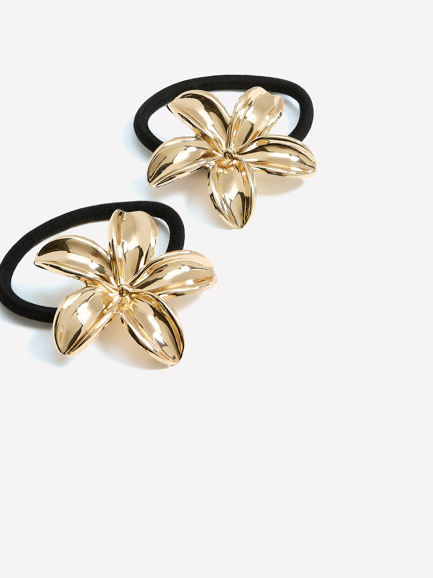 Élastiques à cheveux avec fleurs dorées, ens. de 2