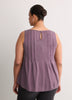 Sleeveless Swing Pintuck Knit Top
