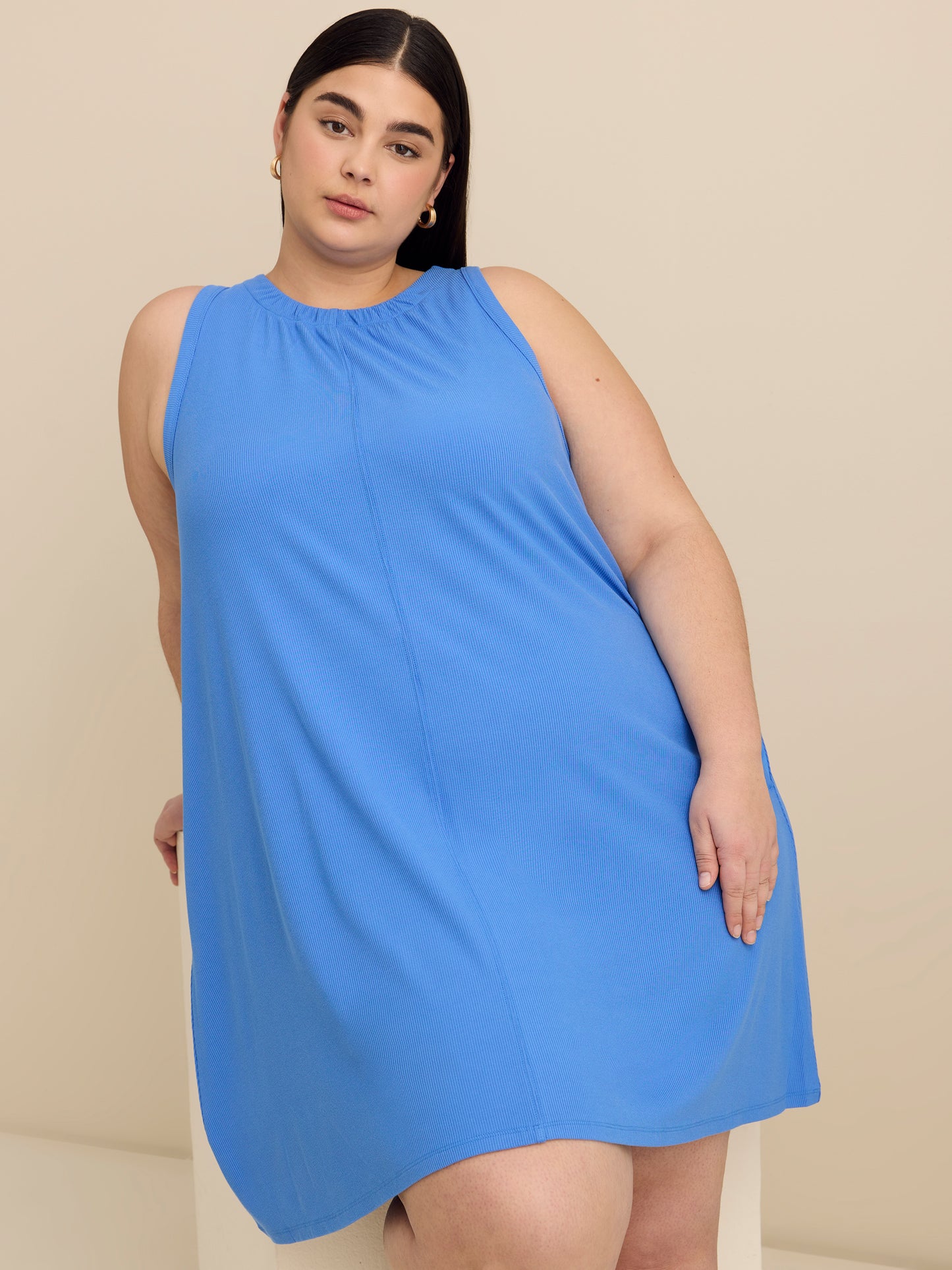 Responsible, Ribbed Sleeveless Halter Dress with Pockets