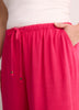 Linen-Blend Wide-Leg Crop Pant with Drawstring at Waistband