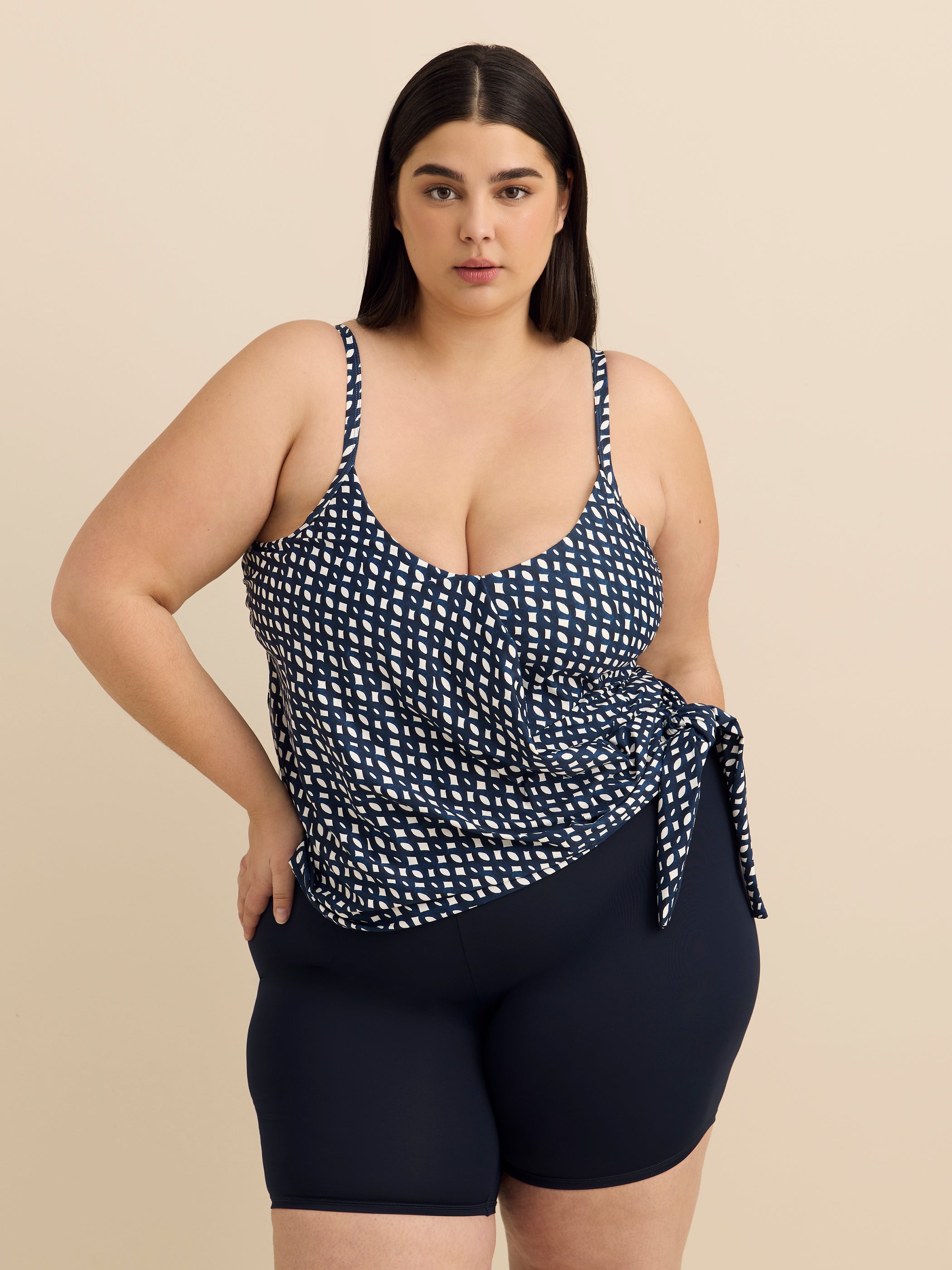 Printed Tankini with Side Tie Detail