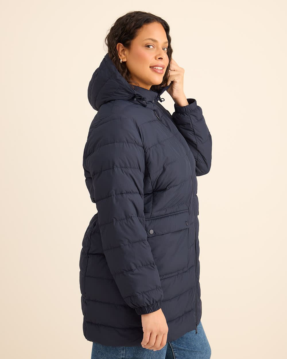 Long Packable Jacket with Removable Hood