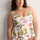 White Floral Swing Tankini Top