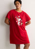 Red Snoopy Cotton Knit Sleepshirt - tiVOGLIO