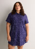 Mini-Star Print Short Buttoned-Down Sleepshirt - tiVOGLIO