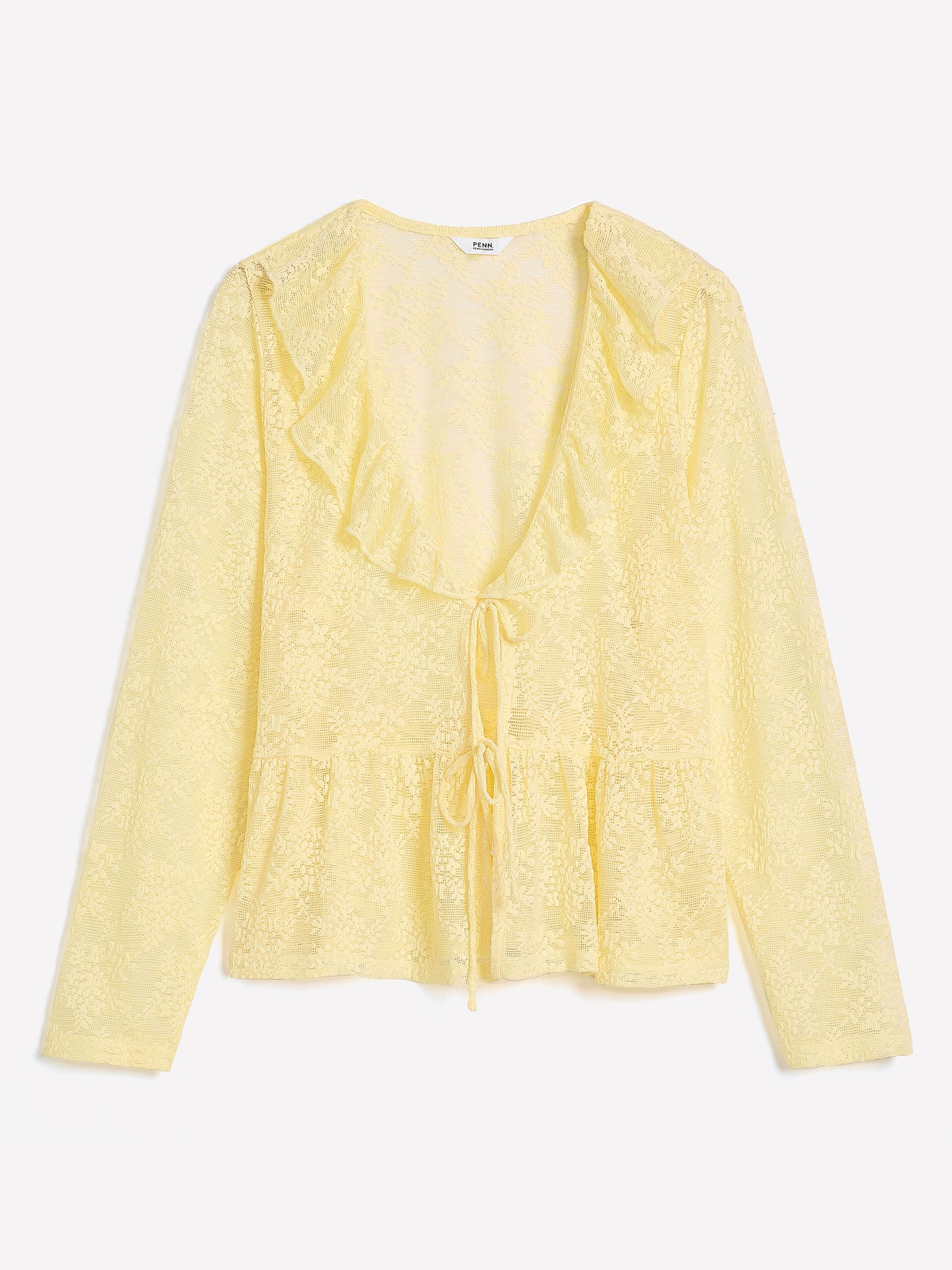 V-Neck Fit and Flare Lace Top with Ruffles