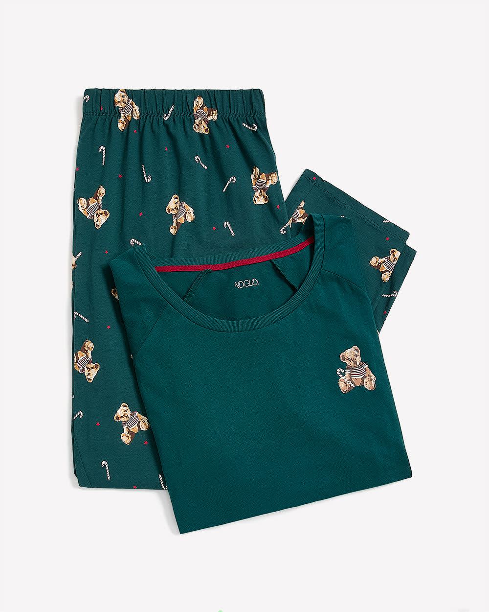 Teddy Bear Print Knit Tunic Top and Legging Pyjama Set - ti Voglio