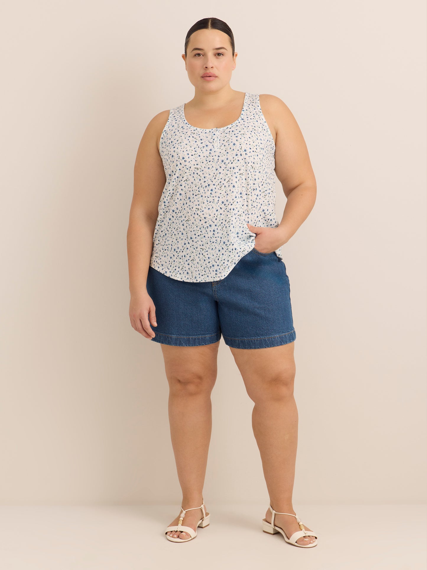 Curvy-Fit High-Rise Denim Shorts