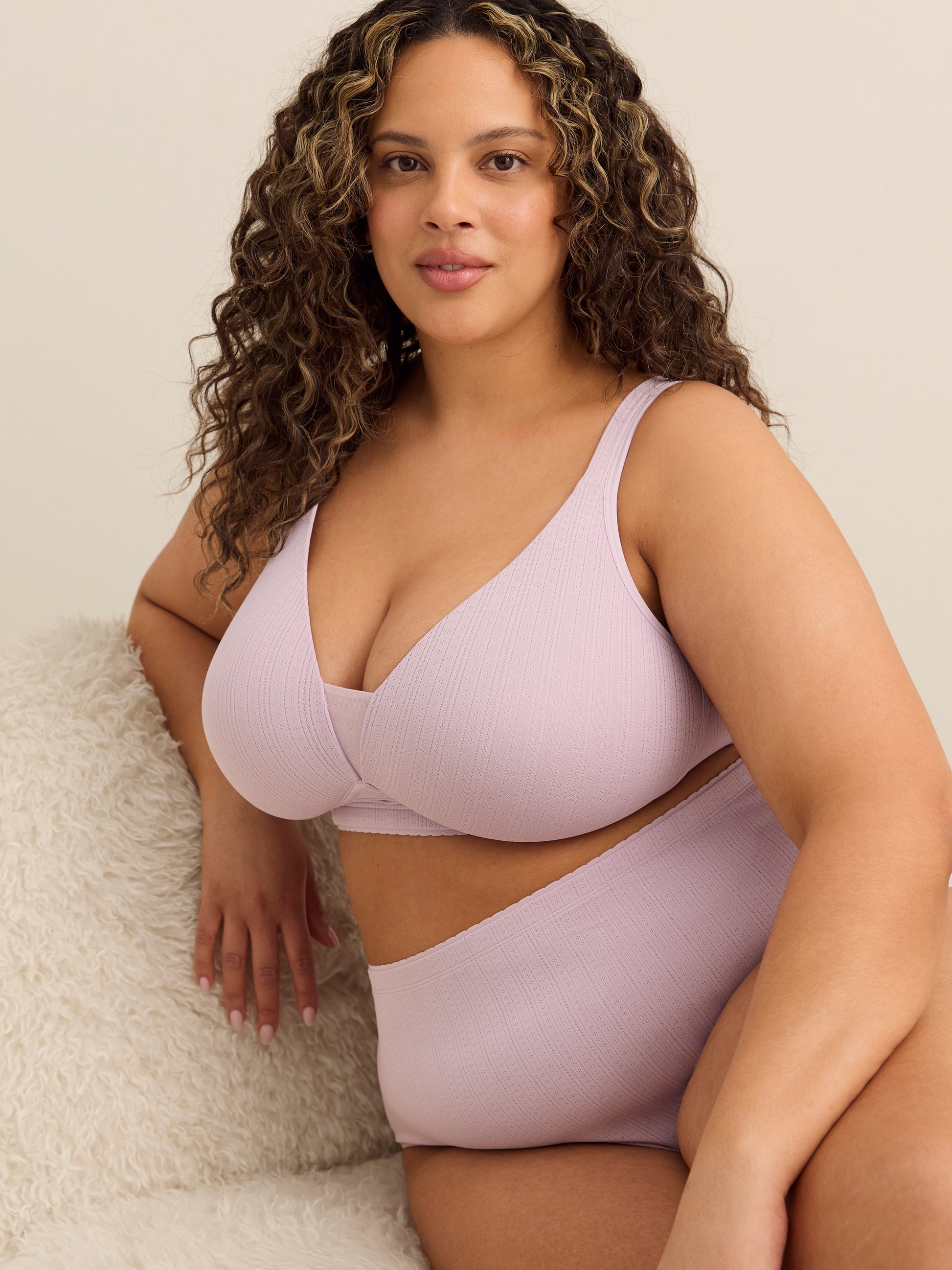 Lavender Light-Control Pointelle Brief with Lace Trim - ti Voglio