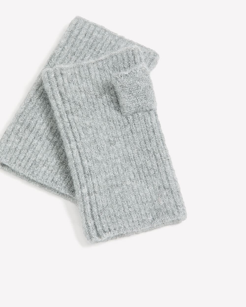 Gants sans doigts en tricot côtelé gris chiné
