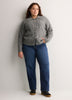Dark Grey Jeweled Short Cable Knit Cardigan Sweater