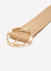 Natural Straw Elastic Belt with Round Buckle
