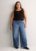 Responsible, Straight V-Neck Ribbed Cami with Lace Trim