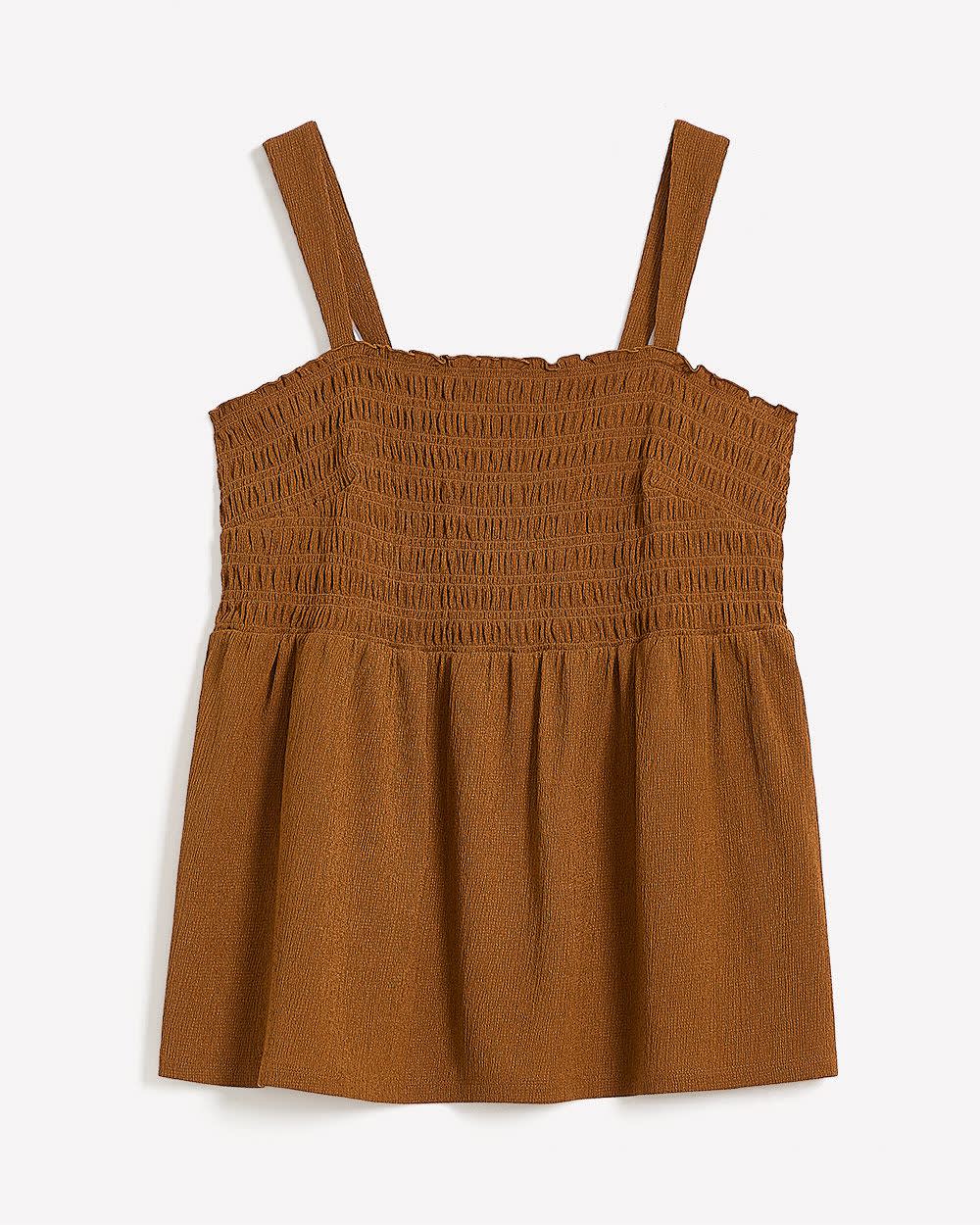 Smocking Knit Top with Large Straps