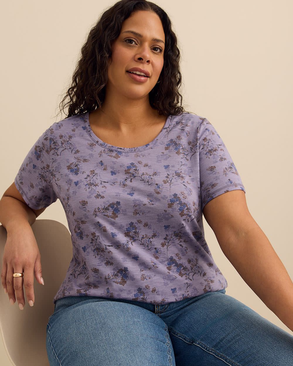 T-shirt coupe galbée à col rond 