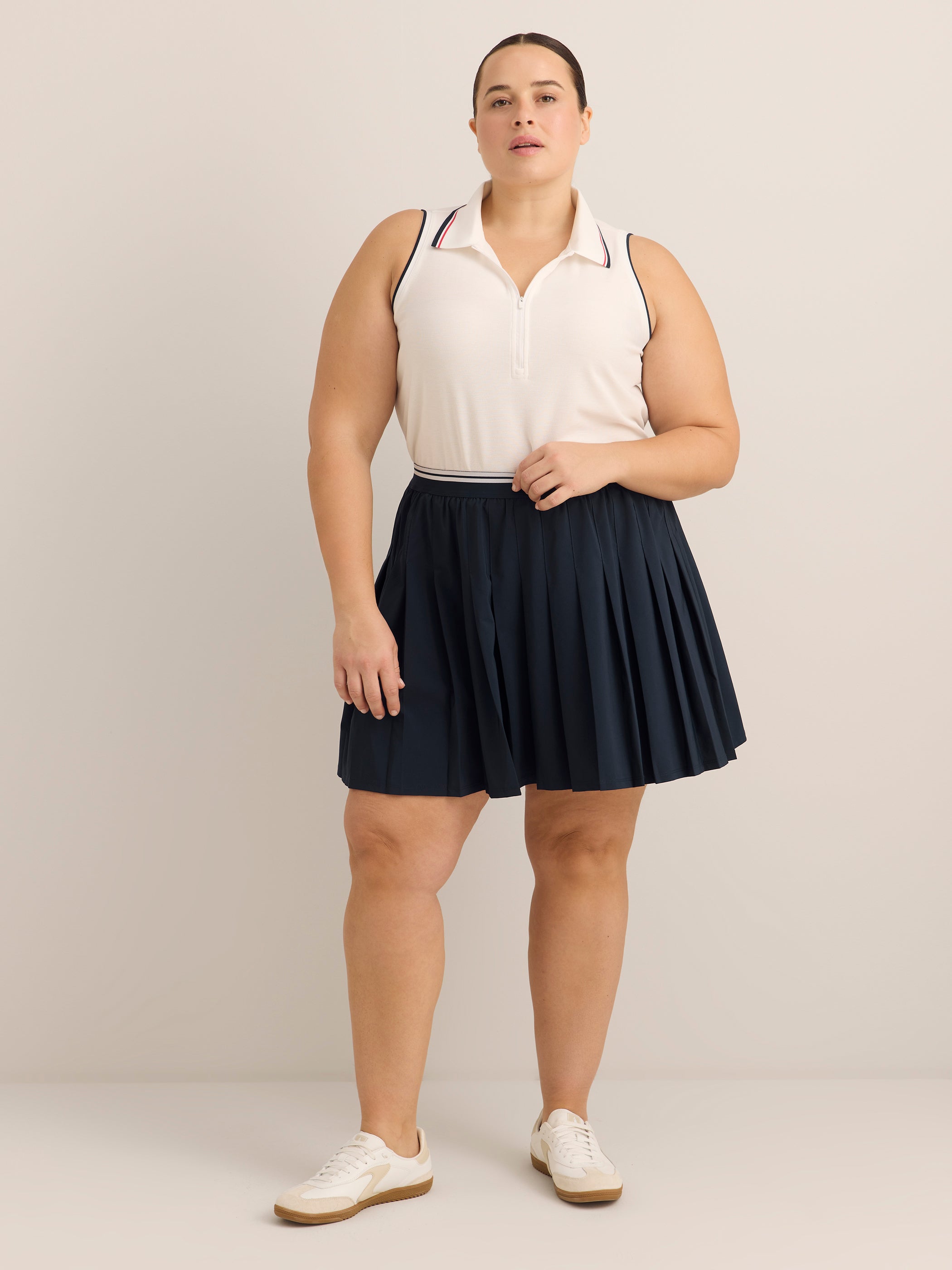 Active Zone Sleeveless Pique Knit Polo Top Plus Size Women's