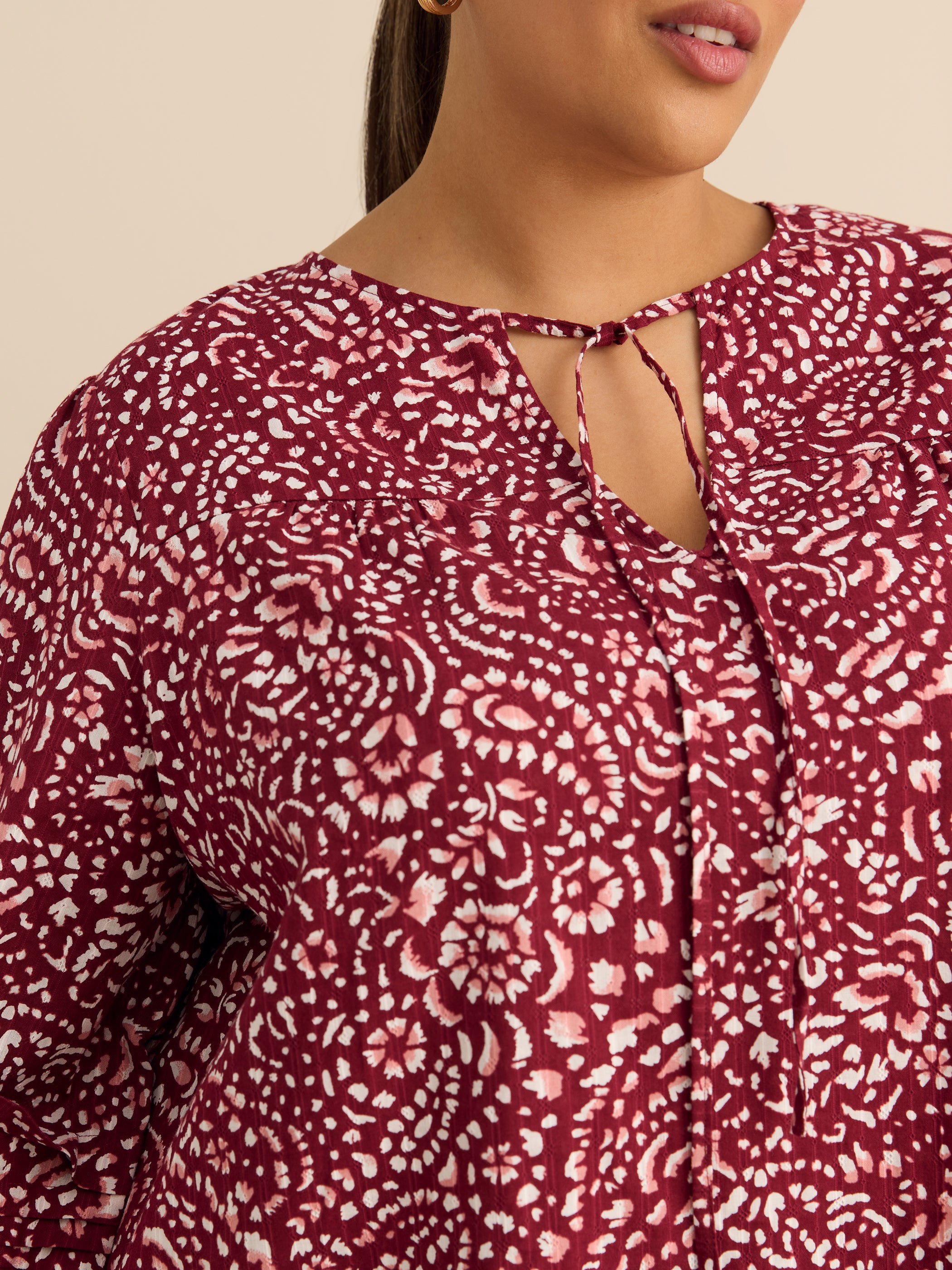 Cotton Blouse with Balloon Sleeves