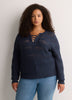 Straight Lace-Up Crew Neck Combed Knit Sweater