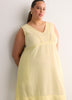 Linen Blend V-Neck Swing Dress with Crochet Tape