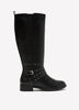 Extra Wide Width and Wide Calf, Tall Black Boot with Thin Studded Straps