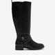 Extra Wide Width and Wide Calf, Tall Black Boot with Thin Studded Straps