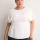 Responsible, Cape Flutter-Sleeve Silky Blouse with Self Sash