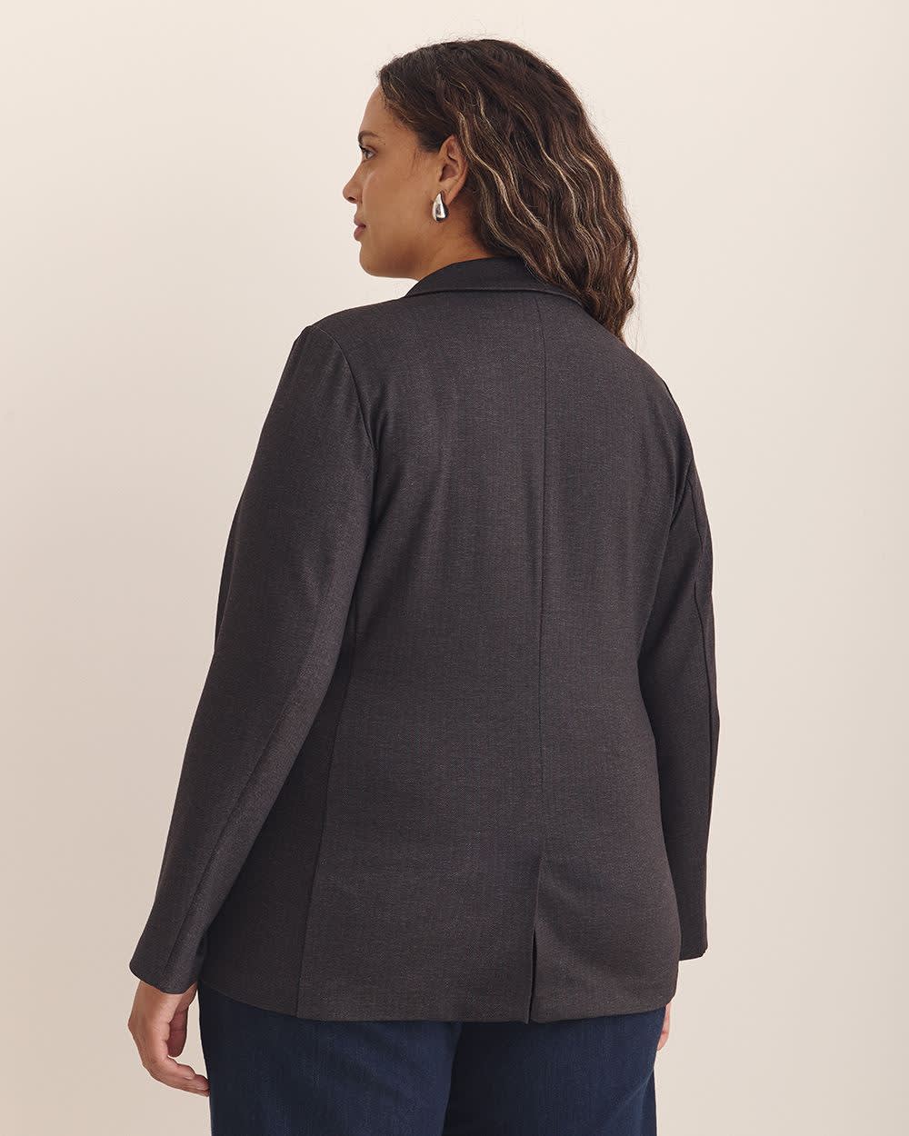 Veston rayé en pointe de Rome avec col tailleur