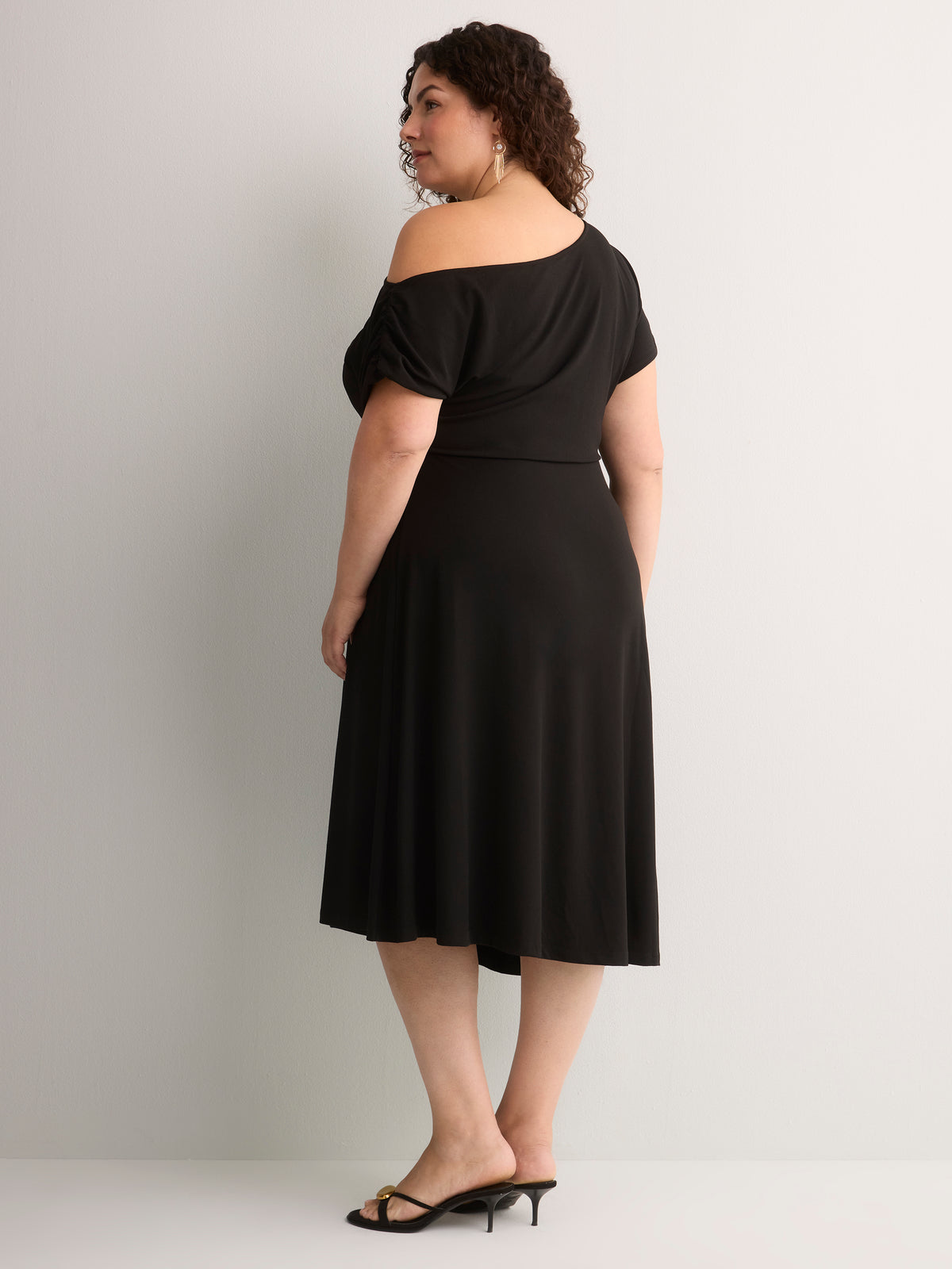 Asymmetrical Off-Shoulder Midi Dress - Addition Elle