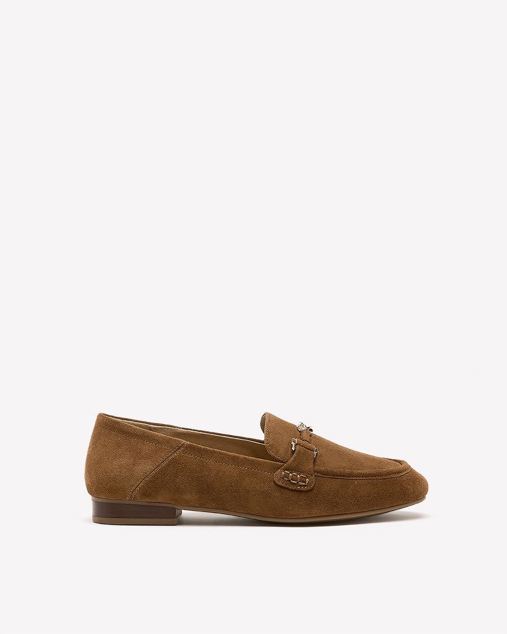 Extra Wide Width, Leather Loafer with Gold Ornament