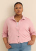 Neoprene Bomber Knit Top with Shirt Collar