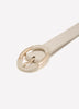 White Faux Leather Belt with Rope Oval Buckle
