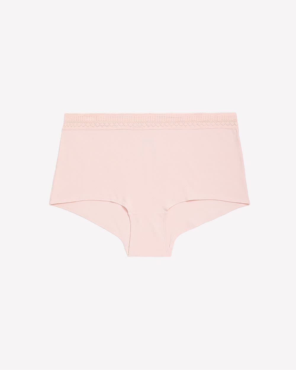 Pink Cotton Boyshort with Lace Waistband - ti Voglio