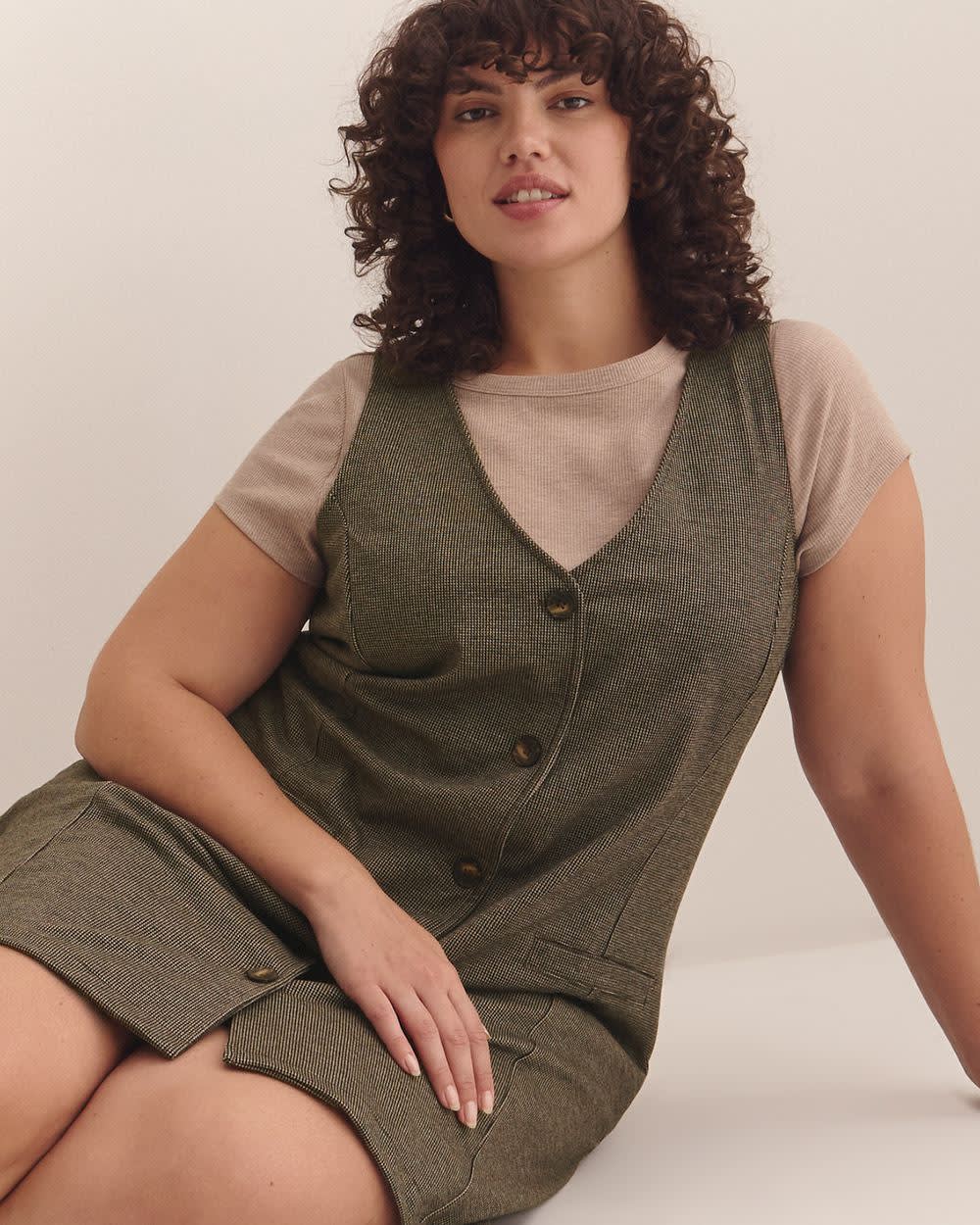 Robe en tweed sans manches à  col en U